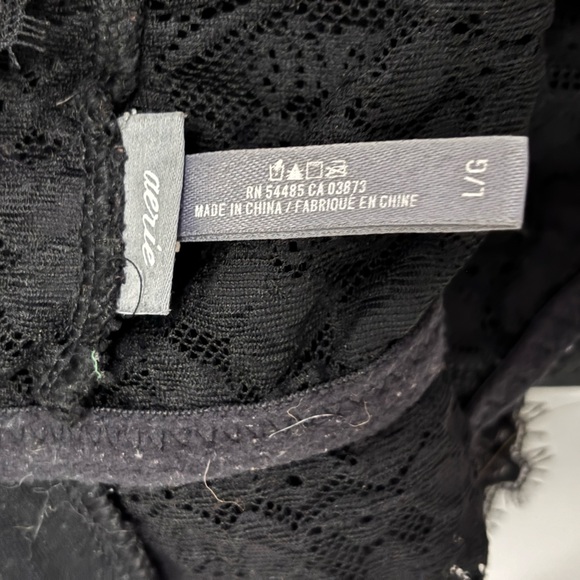 Aerie black eyelash lace racerback bralette, size large - Picture 3 of 7